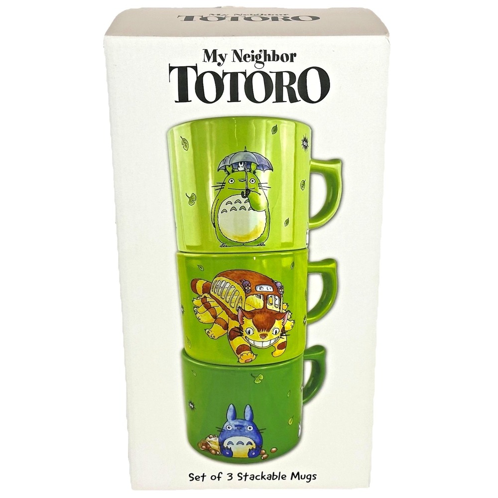 Studio Ghibli Totoro Stackable Mug Set of 3 Full Size Green Ceramic Cups